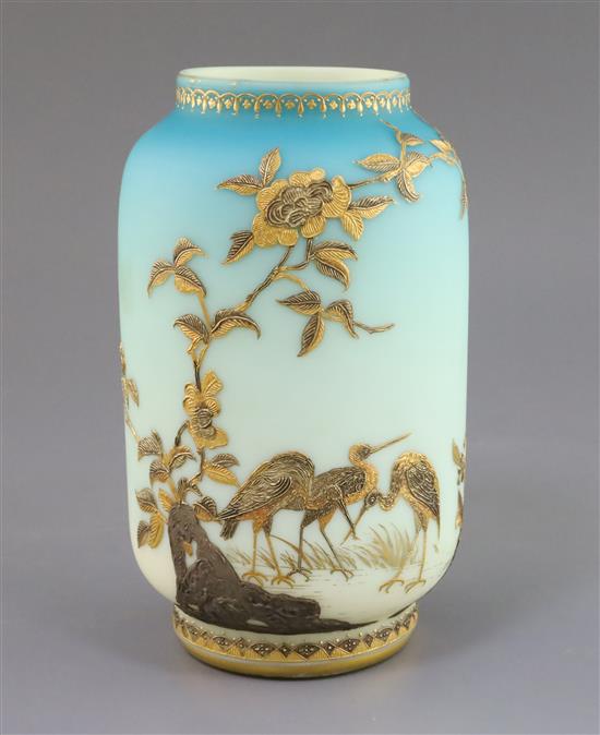 A Stourbridge Japonaise glass vase, probably Jules Barbe for Thomas Webb, H.21.5cm